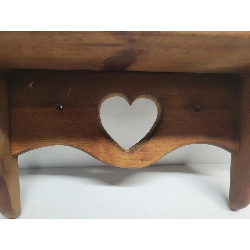 Vintage Rustic Pine Wood Heart Cutout Wall Shelf Farmhouse Country Decor 18in
